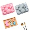 1pc 5 Cavities Easter Bunny Silicone Mould Different Size Cake Chocolate Jelly Baking Moulds Can Be Used for DIY Soap Clay Drip Ice Cubes Dog Food