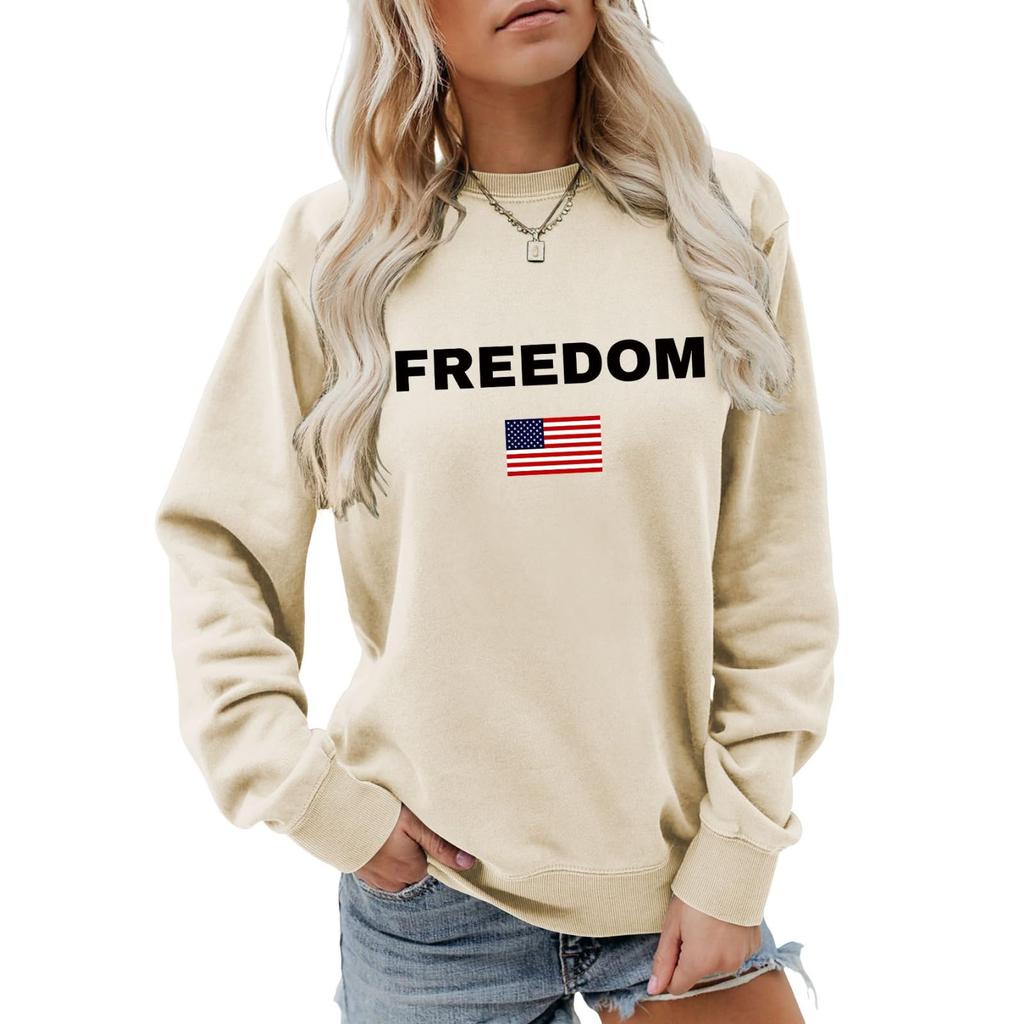 Women's Fashionable Casual Round Neck Loose Long Sleeved Printed Sweatshirt