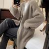 Women's Long Sleeve Cashmere Polo Neck Sweater with Lapel - Korean Style Cardigan Outerwear