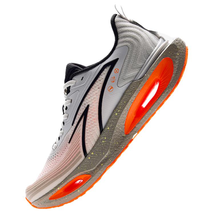 Anta Wormhole Commuting Versatile Running Shoes Fabric Shock Absorption Wear Resistant Low Top Sneakers Men Sneakers Gray Orange 112535543R-4