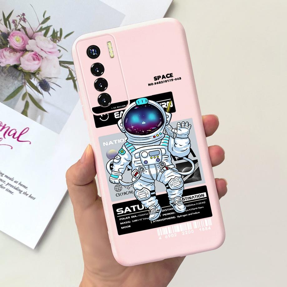 Для Tecno Camon 17 Pro CG6 Чехол Роскошный Мягкий Силикон Funda Черный Кот Астронавт Рисунок Для Tecno Camon 17P Camon17 Чехол Capas
