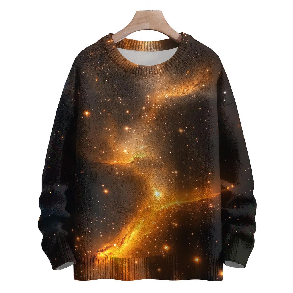 Ladies' Fashionable Casual Long Sleeved Christmas Printed Round Neck Knitted Yarn