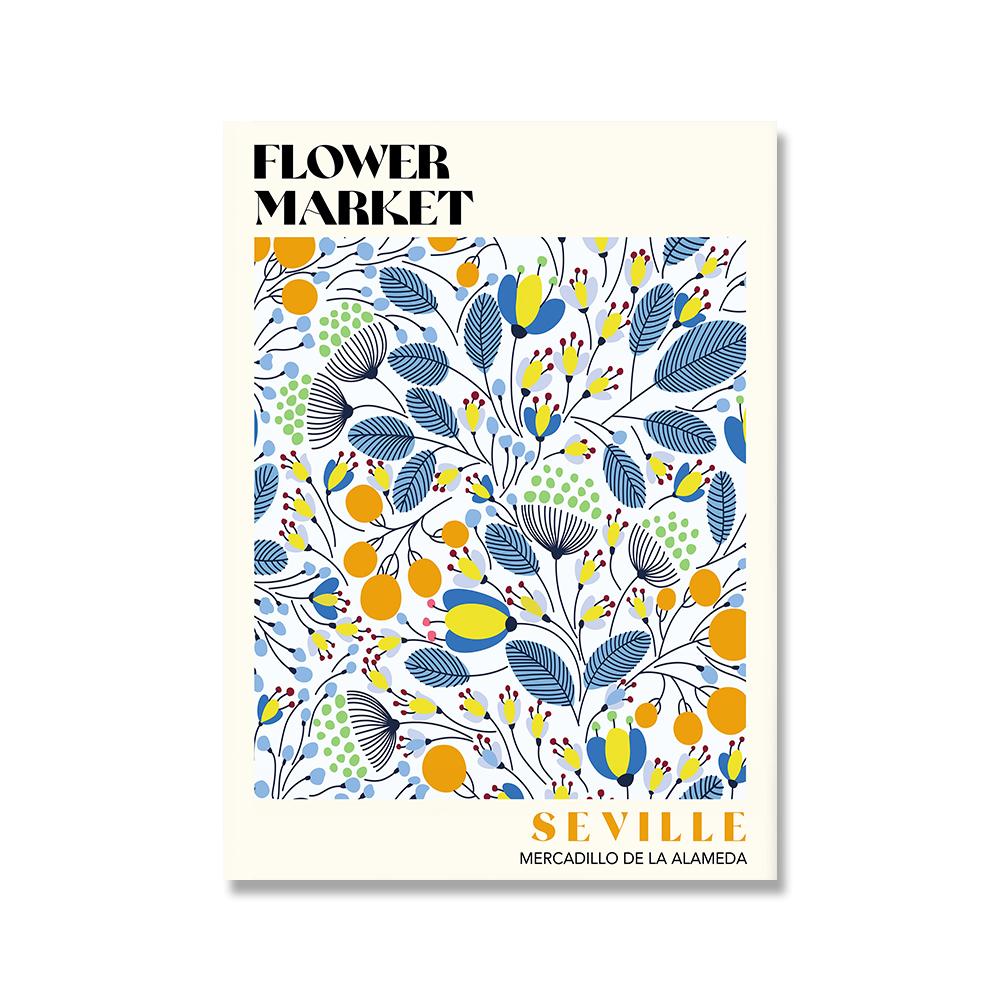 Абстрактные красочные цветочный рынок, настенная живопись на холсте, плакаты на скандинавскую тему и принты, настенные панно для гостиной, украшения дома