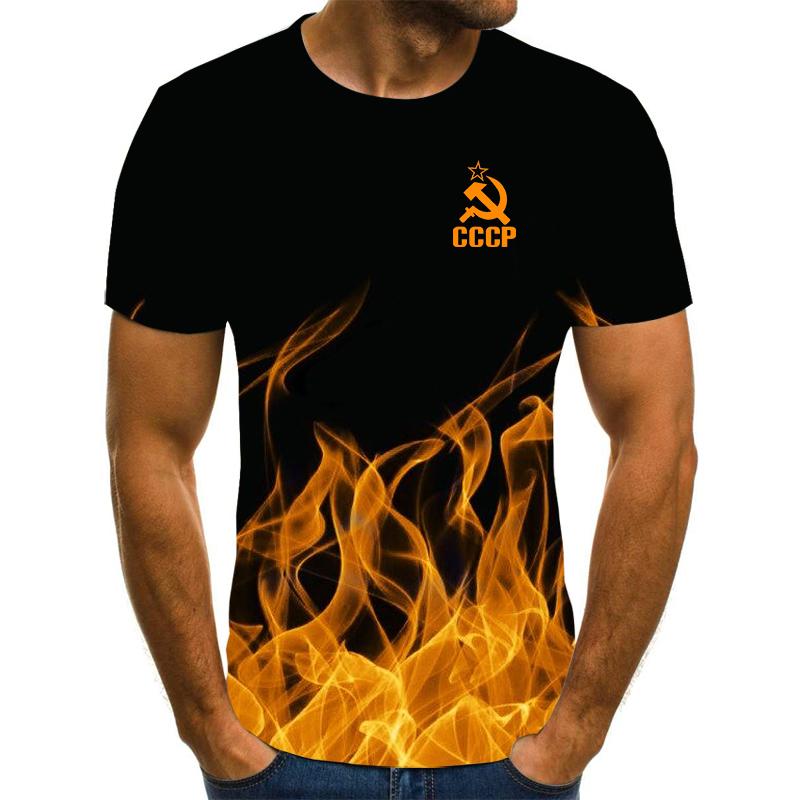 2026 Мужская футболка с коротким рукавом Однотонная свободная мужская футболка Мужской топ Новый бренд CCCP Мужская 3D футболка с коротким рукавом