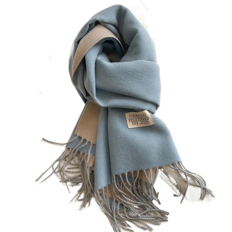 Warm Imitation Wool Scarf Two-sided Winter Long Shawl Classic Cashmere Shawl  Autumn Winter