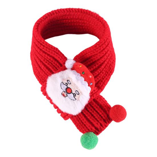 Рождественский шарф для питомца Вязаный шарф для кошки с помпоном Шарф с рождественскими елками и Санта-Клаусом Пушистая рождественская шапка со звездой на макушке для праздничной вечеринки, фотосессий