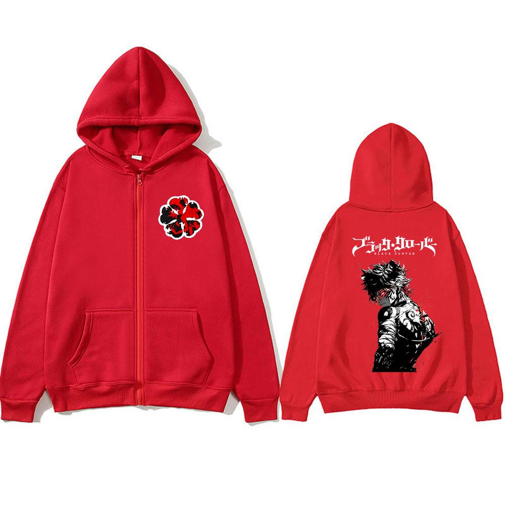 Anime Black Clover Asta Zipper Hoodies Men Women Clothing Fashion Casual Loose Zip Up Hooded Sweatshirts Coats Jacket Streetwear