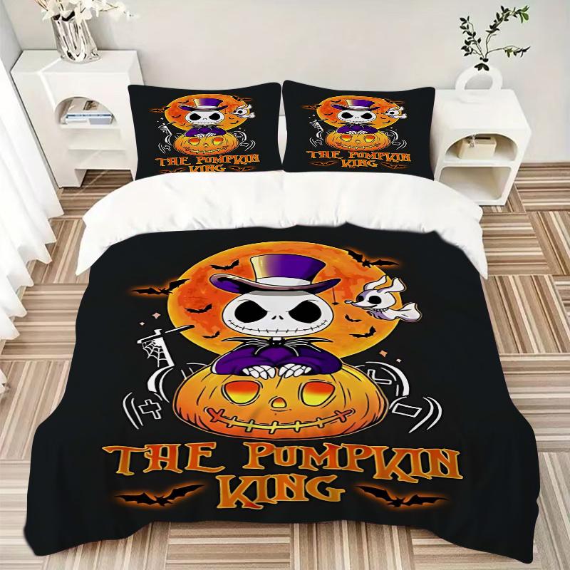 3pcs The Pumpkin King Jack Zero Print Cover Set Ultra Soft, Breathable, and Comfortable Bedding with Stylish Design for Bedroom and Guest Room De