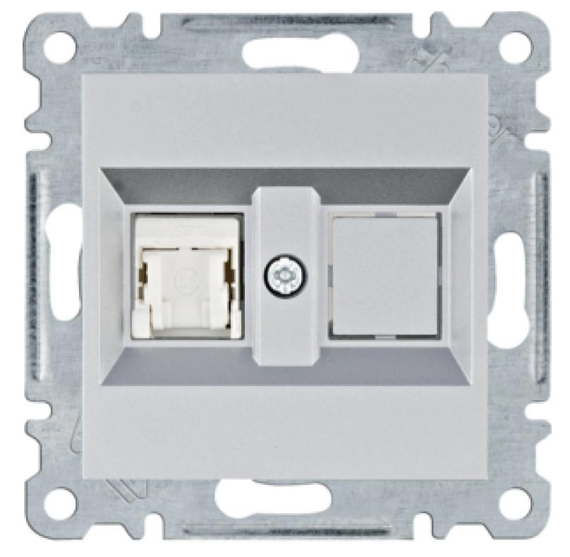 Lumina Gniazdo Komputerowe Pojedyncze Rj45 Kat.5E Utp Srebrne Wl2112