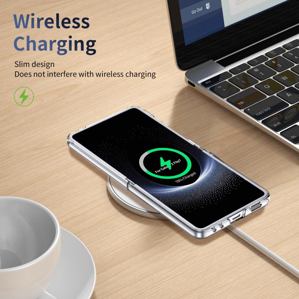 Роскошный прозрачный чехол-книжка с магнитной фиксацией Magsafe для Samsung Galaxy Z Flip 7 6 5 4 с защитной пленкой для экрана и поддержкой беспроводной зарядки