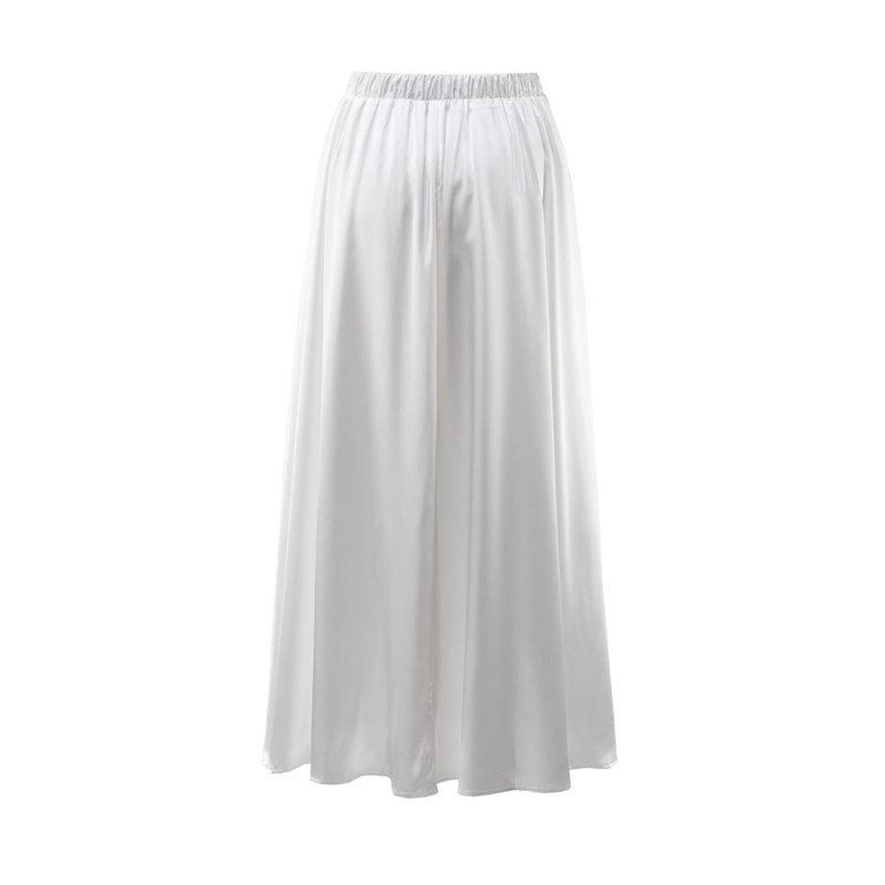 Женская летняя элегантная атласная однотонная юбка с высокой талией, повседневная трапециевидная юбка с оборками