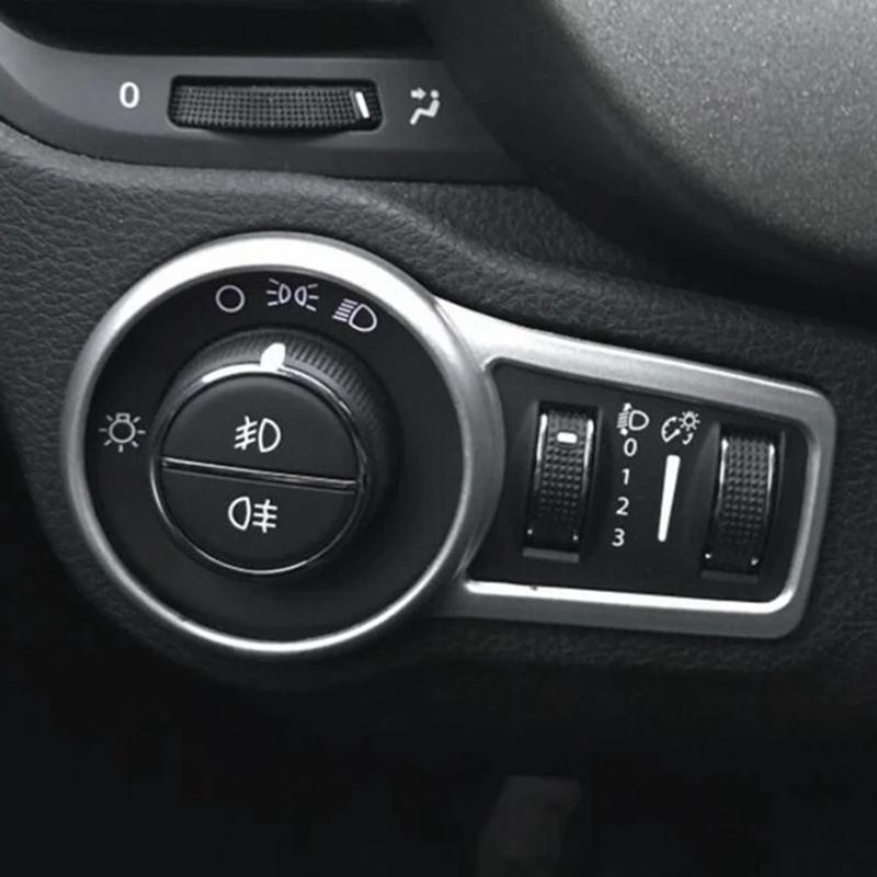 Car Front Head Lights Lamp Switch Button Cover Trim Fit For Jeep Compass Left-hand Drive 2017 - ABS Interior Accessories