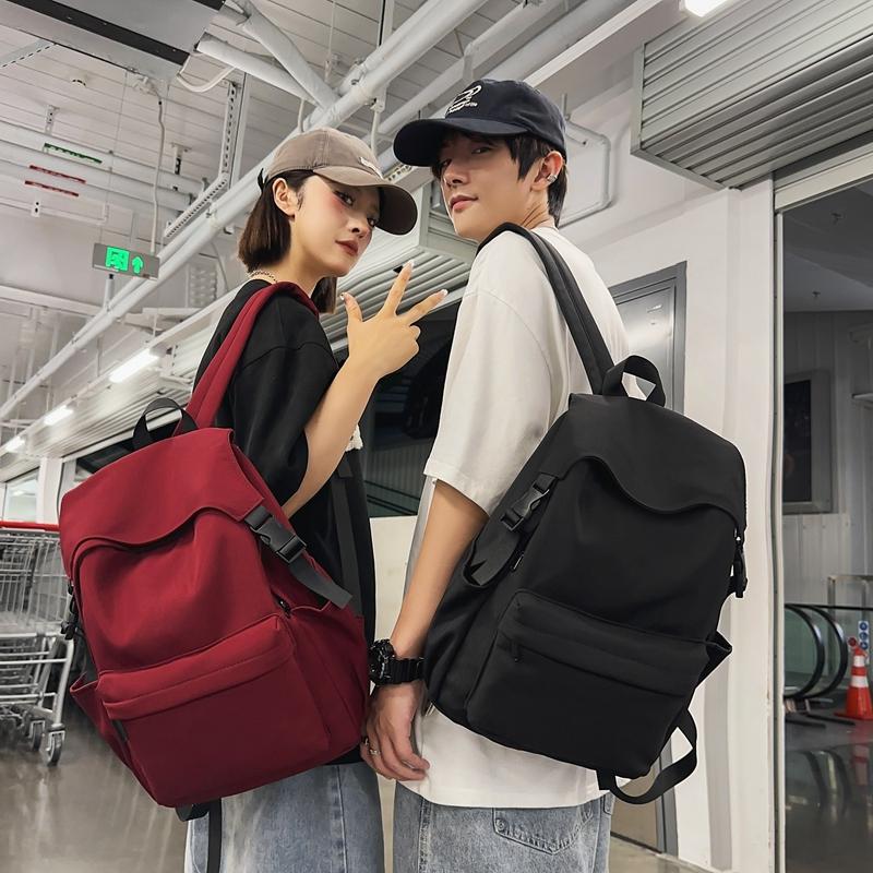 Однотонный школьный рюкзак в студенческом стиле для мужчин, легкий водонепроницаемый рюкзак для женщин, школьный рюкзак для поездок на работу