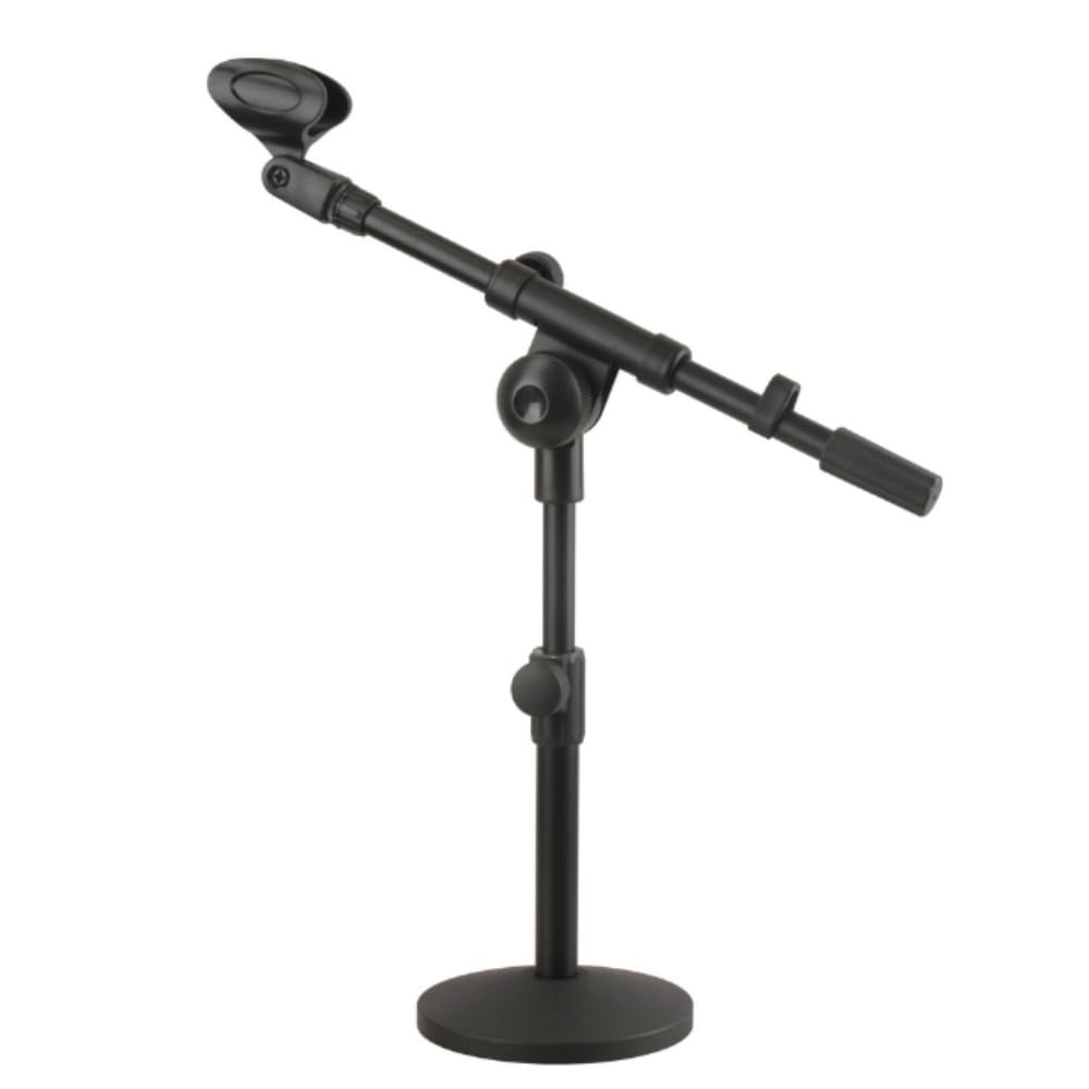 Tropchou Desktop Microphone Stand, Straight, Adjustable Angle, with Microphone Holder, for Practice, Black