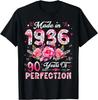 90-летняя, сделано в 1936 году, с цветами, 90-й день рождения, женская футболка, унисекс футболка