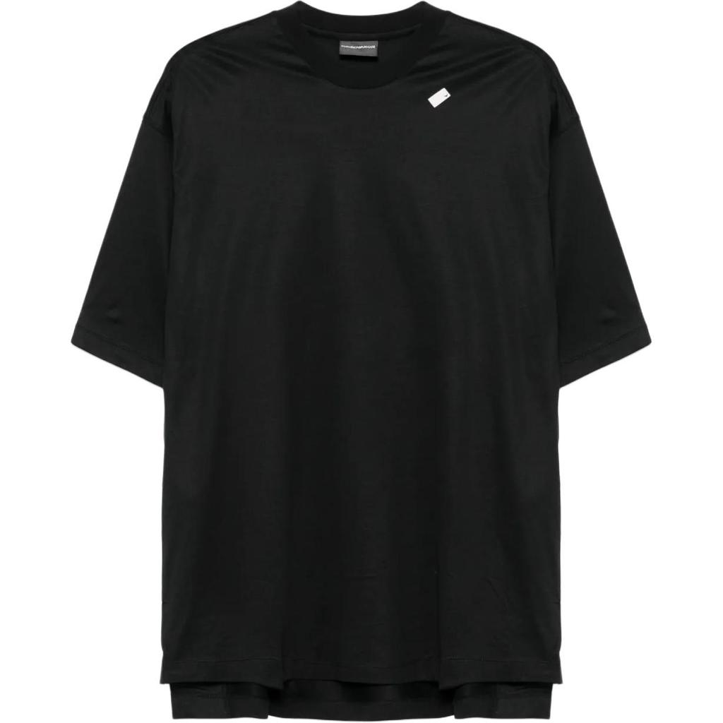 Emporio Armani Ss25 Однотонный пуловер с круглым вырезом свободного кроя с коротким рукавом мужские топы черные EM001035-AF13747-UC001