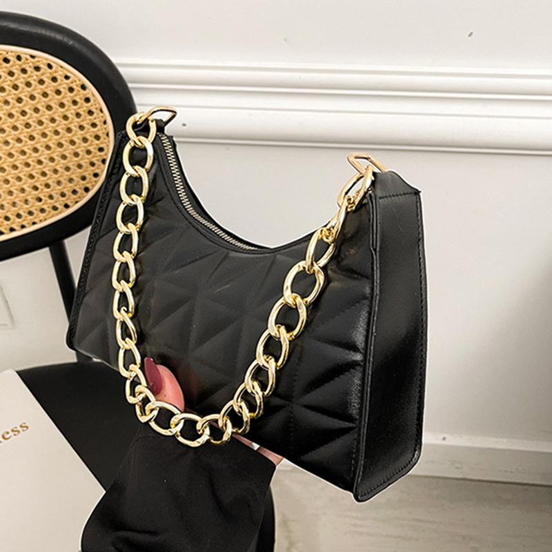 Women's PU Leather Shoulder Bag with Diamond Solid Color Niche Bag Women's Shopping Bag Fashion