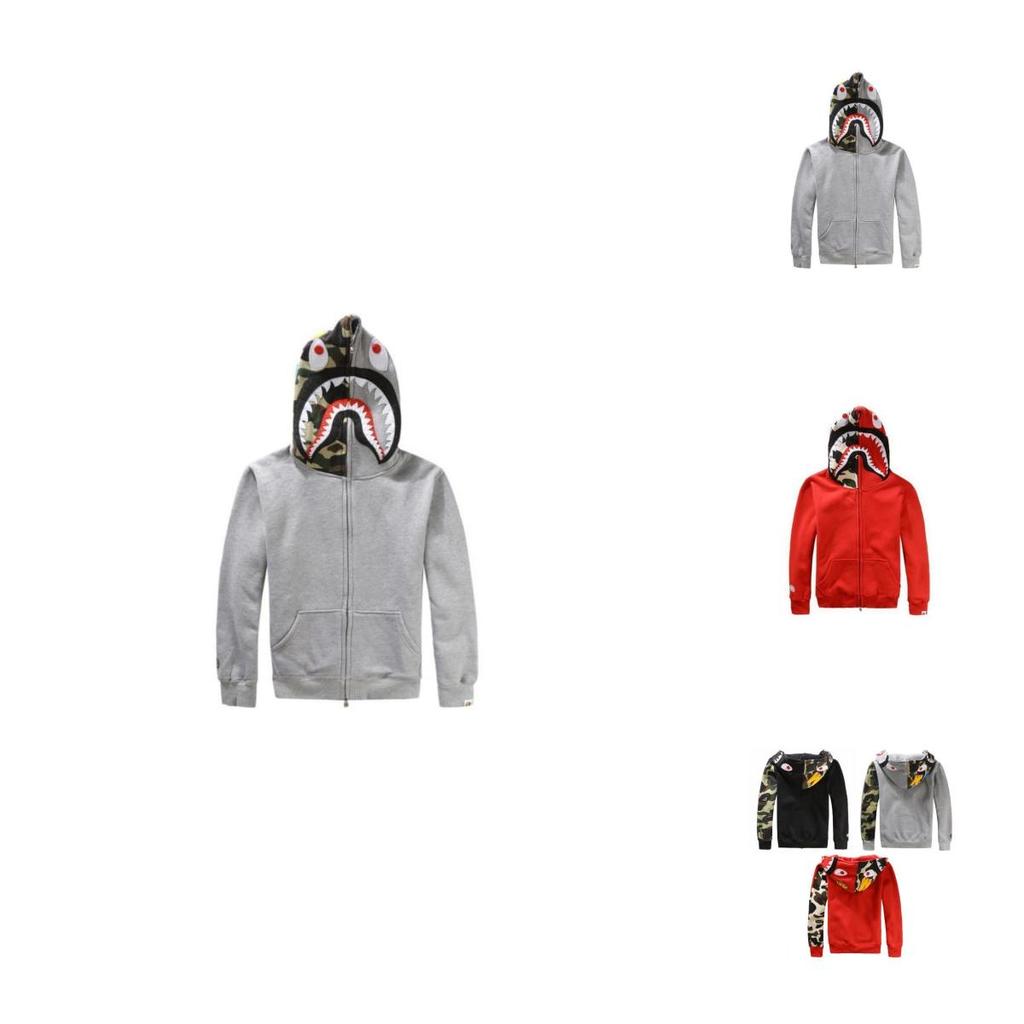 A Bathing Ape Толстовка с капюшоном Мужская Куртка-акула Камуфляж Свитшот V-образный вырез Куртка Черная Большой