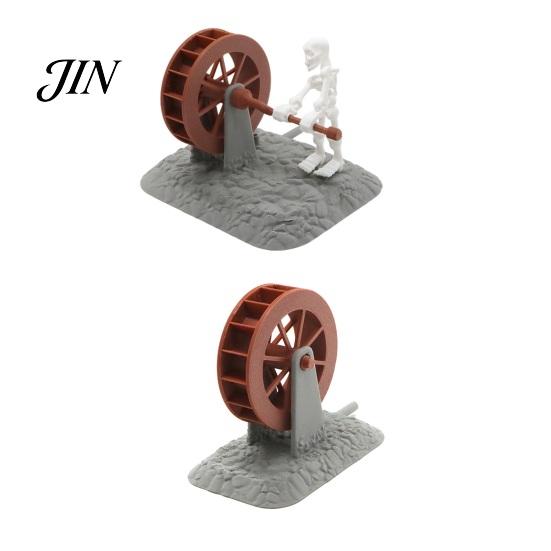 Fish Tank Ornament Waterwheel Skeleton Decoration for Tank, Spooky Skull Aquarium Underwater Decor Ornament, Landscaping Accessories