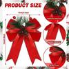 6PCS Christmas Pinecone Pine Needle Bow Christmas Grid Ribbon Bow Christmas Tree Decoration Bow Home Furnishings