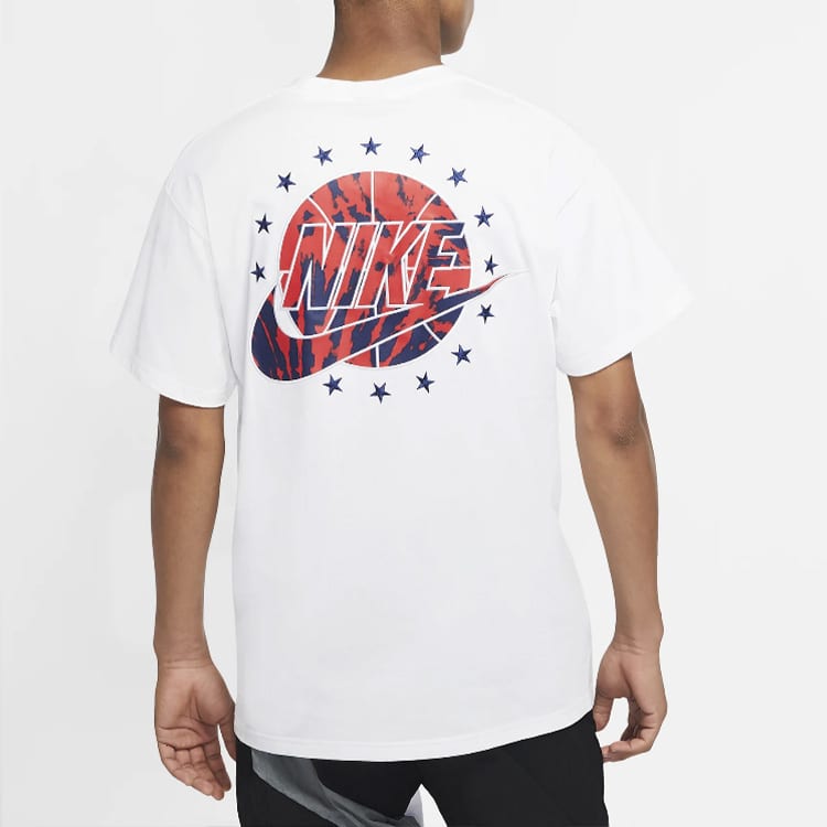 Nike Футболки Мужские Белые С Круглым Вырезом Умеренный Прямой Крой CV1084-100