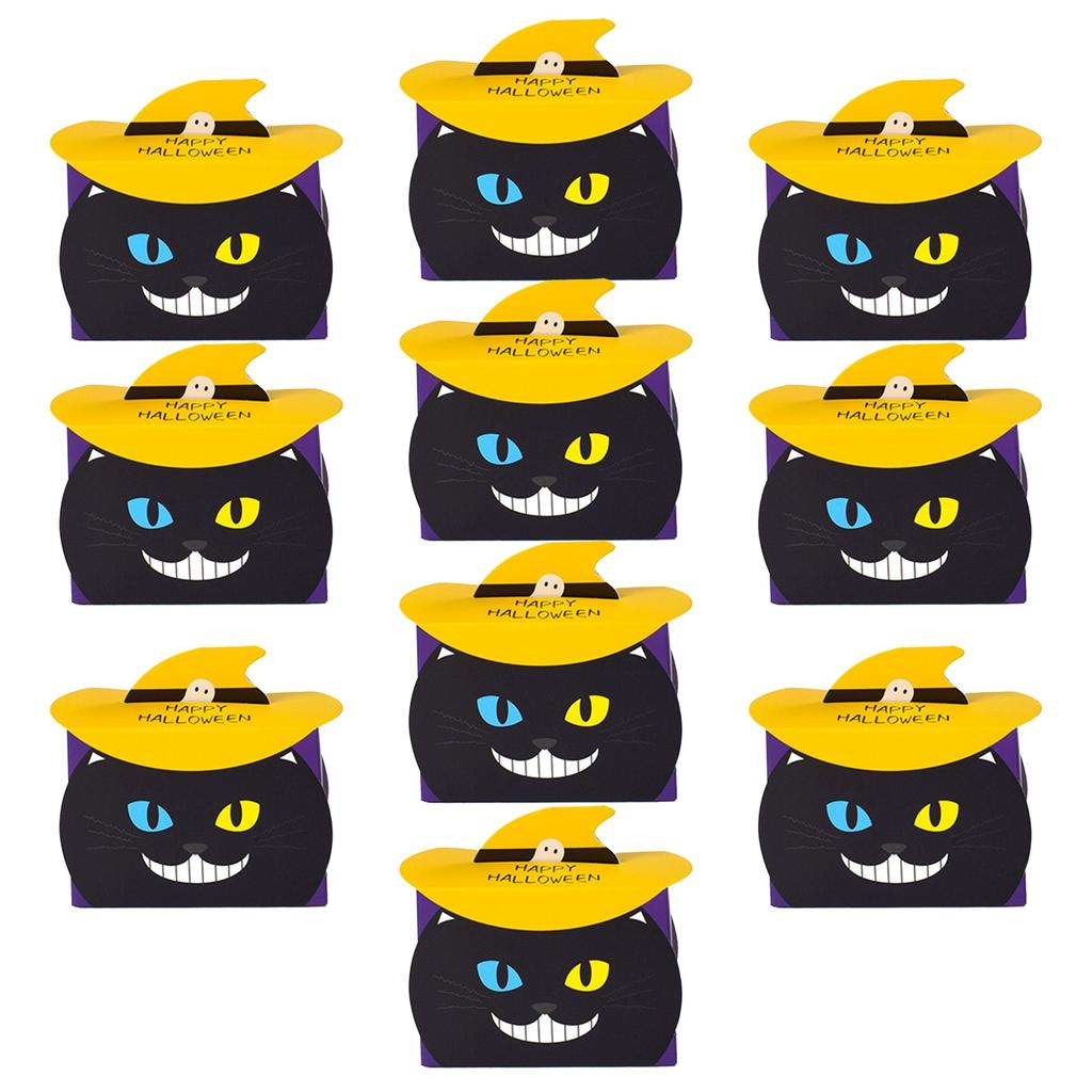 10 шт. Красочный Хэллоуинский предмет Коробка для упаковки конфет Веселый кот Креативная забавная коробка для вечеринки
