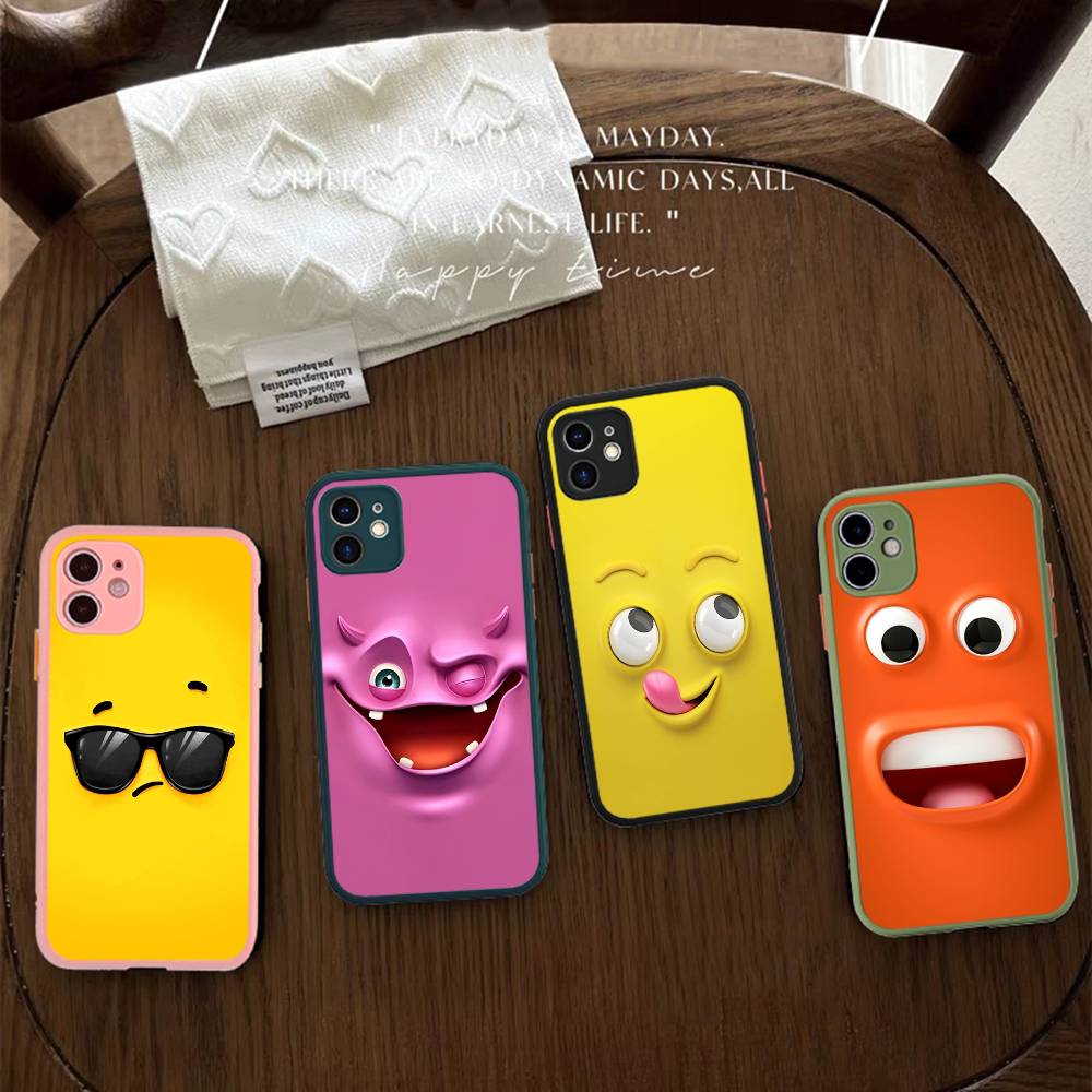 Funny Face Matte Translucent Phone Case For Iphone 16 ProMax 15 14 13 12 11 X XS PRO Plus