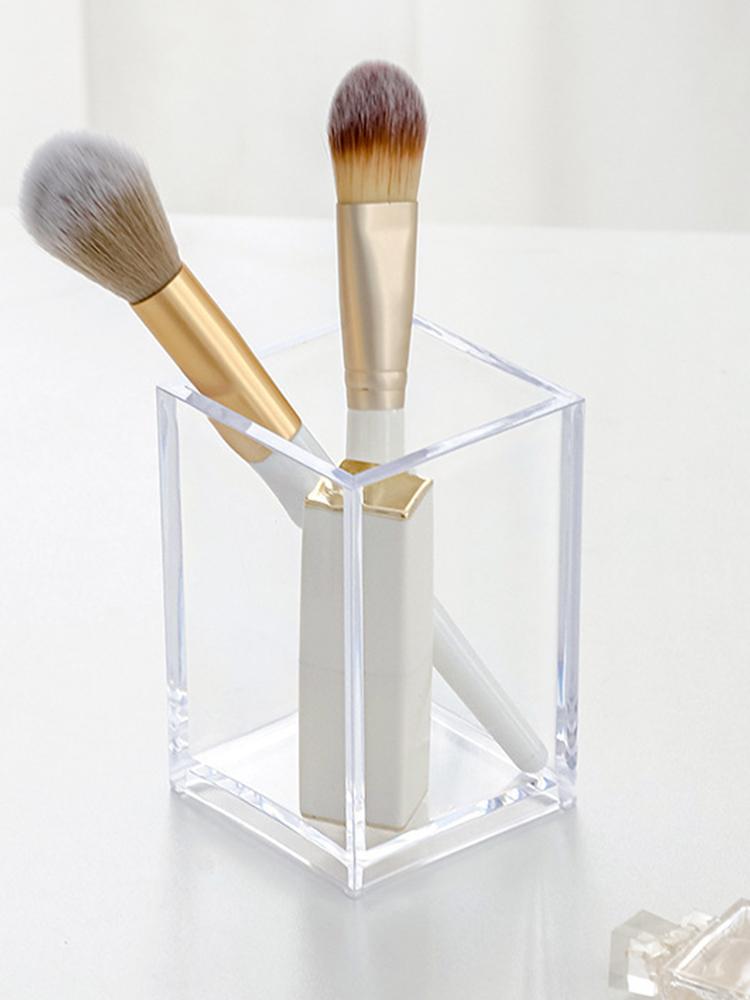 Прозрачный ящик для хранения Подставка для хранения кистей для макияжа и карандашей для бровей Три отделения Большой органайзер для хранения Банка для ванной комнаты