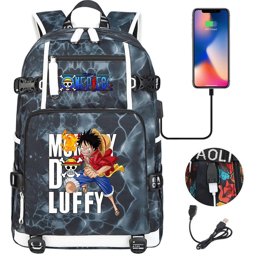 One Piece Luffy Print Backpack for Teens Students Large Capacity Casual Travel Dual Shoulder Bags