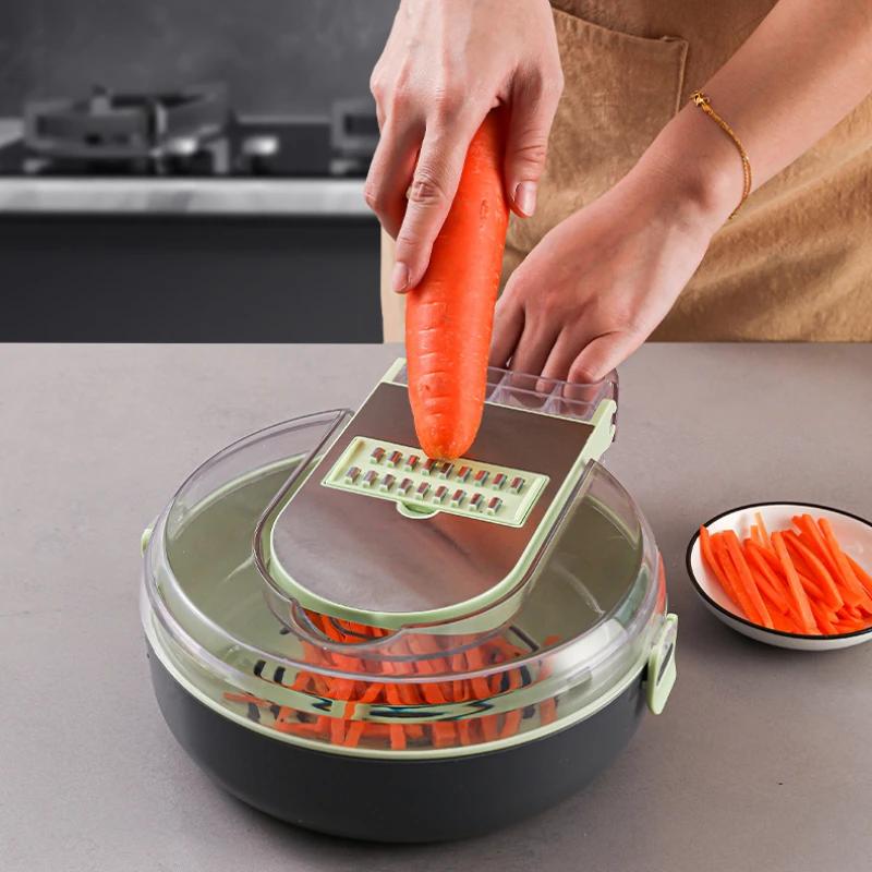 Многофункциональная овощерезка Green 9 в 1 кухонный режущий инструмент фруктово-картофелерезка измельчитель моркови и капусты с корзиной