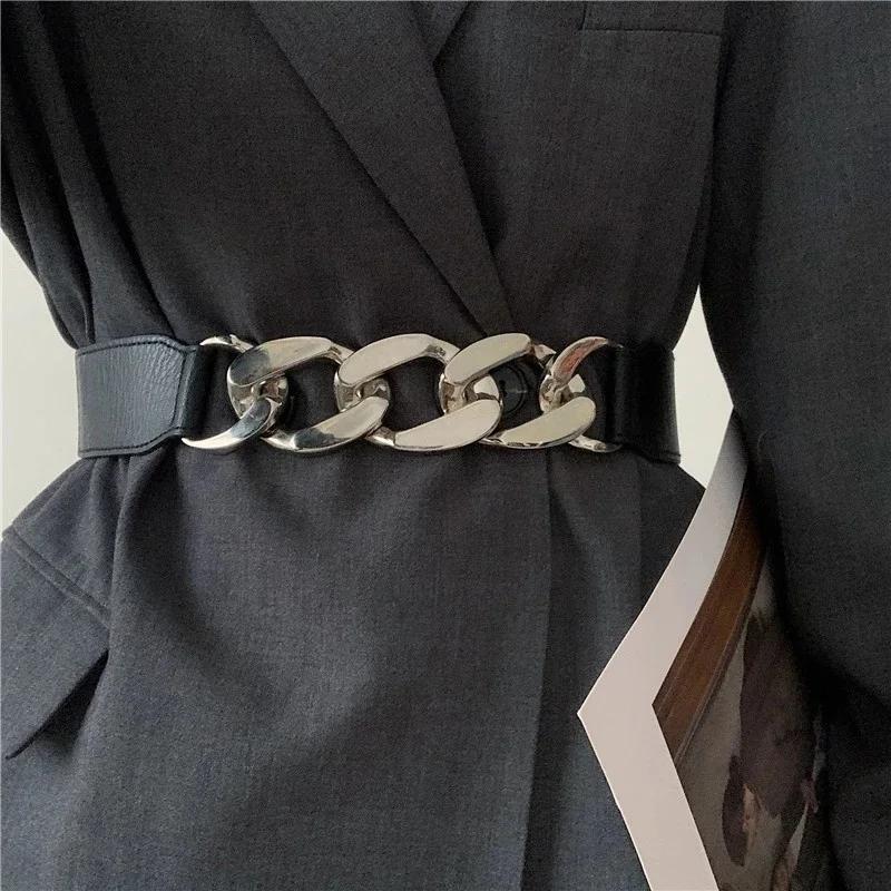 Fashion Chain Belt Elastic Metal Waist Belts for Women Ladies Coat Dress Belt Waistband