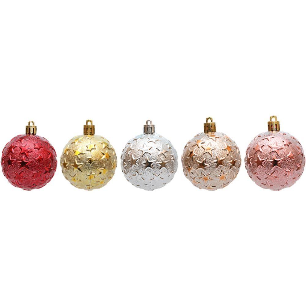 6pcs Colorful Star Christmas Balls Set Shatterproof Xmas Tree Pendants  Merry Christmas Decoration