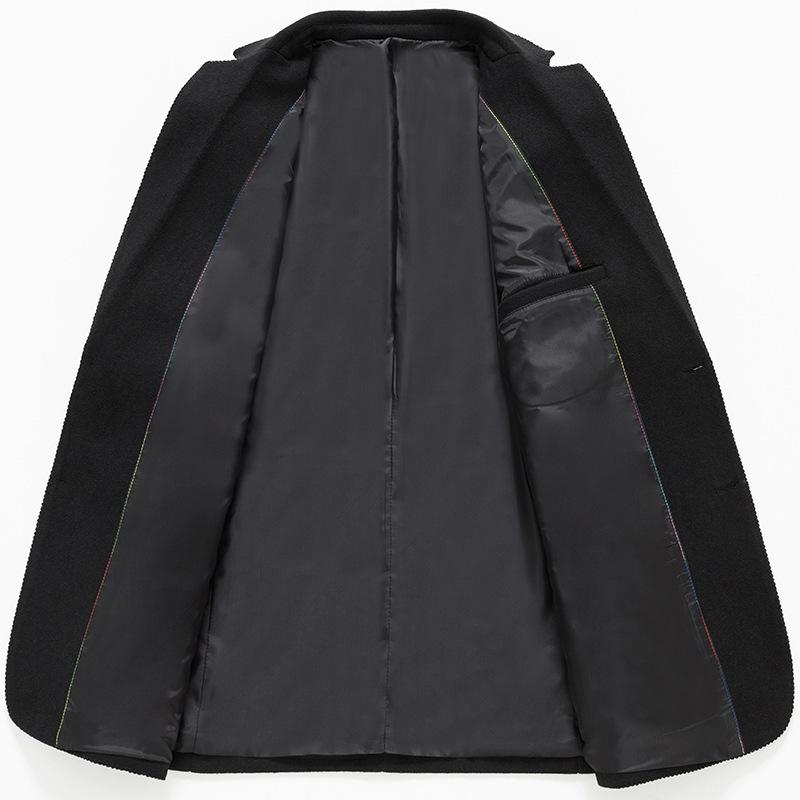 Осенне-зимний мужской шерстяной костюм, мужское пальто, шерстяной маленький костюм, черный повседневный мужской однобортный костюм для мужчин