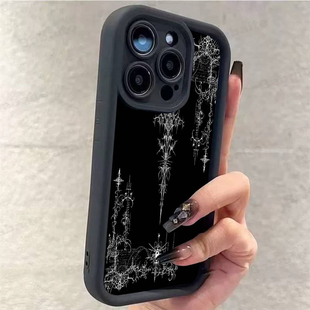 Готический Кибер-Сигил Крест Чехол для Телефона Для iPhone 17 16 15 14 13 12 11 Pro Max 16E Plus INS Мягкий Чехол