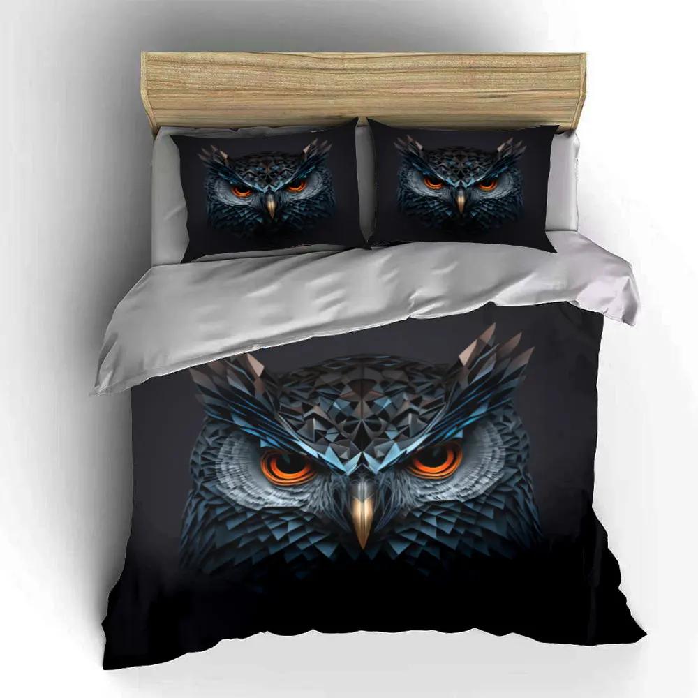"Geometric Owl Art Decor Set" Multiple sizes kid's and adults' bedroom Exquisite 3PC bedding set, gift
