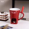 Creative Chocolate Mugs with Forks, Candle Mugs, Coffee Cup, Heatable Ceramic Cups, Cheese Melting Utensils,