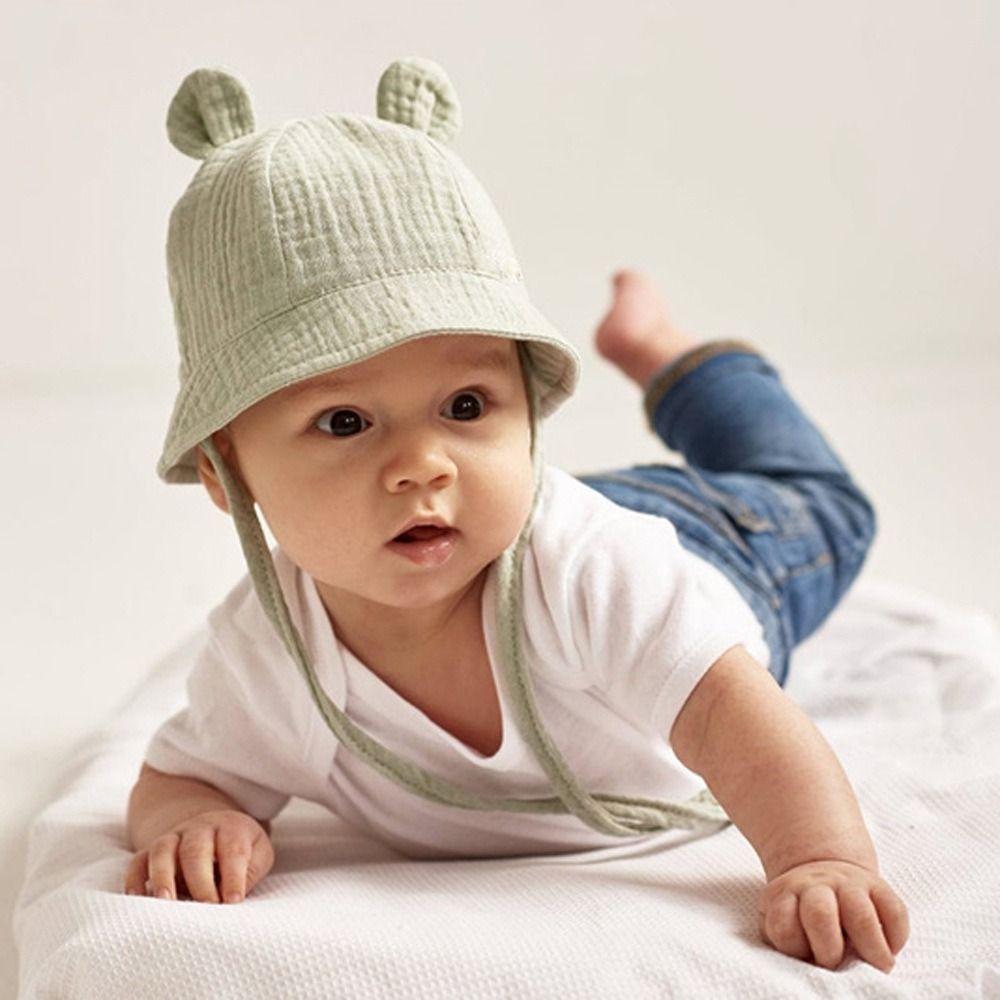 Korean Baby Bucket Hat Cotton Boys Girls Sunhat Cute Baby Bear Ear Hat  Toddler