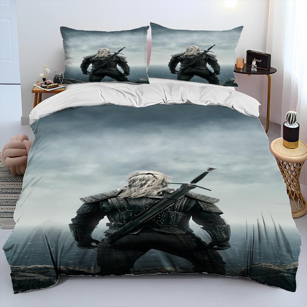 3D The W-Witcher Game Gamer cartoon Comforter Bedding Set,Duvet Cover Bed Set Quilt Cover Pillowcase,king Queen Size Bedding Set