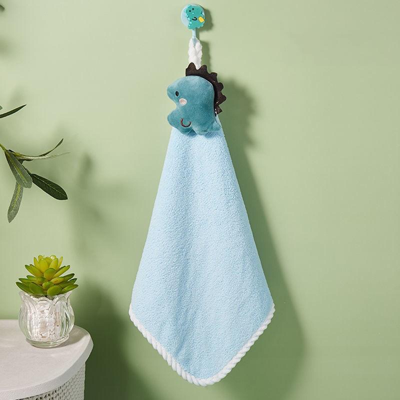 Hand Towel Cute Children'S Hand Towel Dry Handkerchief Absorbent Kitchen Wiper Cloth Coral Fleece Towel With Hanging Loop