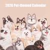2026 Small Desk Calendar with Wooden Base Cute Dog Cat Patterns Monthly Planner
