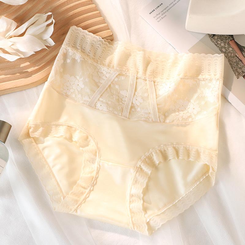 Lace High Waisted Hip Lifting and Belly Hugging Thin Skin Friendly Crotch Underwear for Women with No Trace of Nudity Skin Sexy and Breathable
