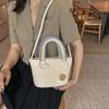 2025 Summer New Rainbow Portable Bucket Bag Woven Bag Going Out Travel Bag Fashionable Foreign Style Shoulder Oblique Span Bag