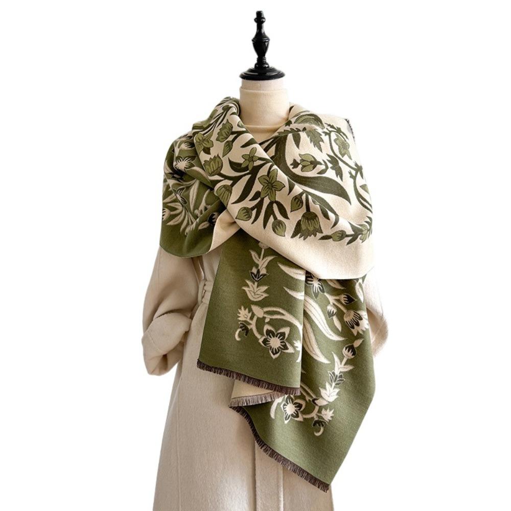 Tassel Design Blanket Scarf Floral Jacquard Winter Shawl Elegant Pashmina Shawl Outdoor Use