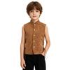 Kids Pirate Waistcoat Renaissance Stand Collar Button Closure Side Lace Up Vest for Halloween Cosplay Party Fancy Dress