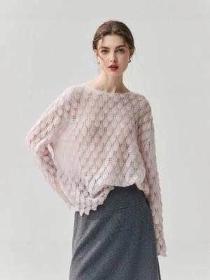 Женский кашемировый трикотажный топ с ажурным узором из перьев - Легкий свитер для весны и осени