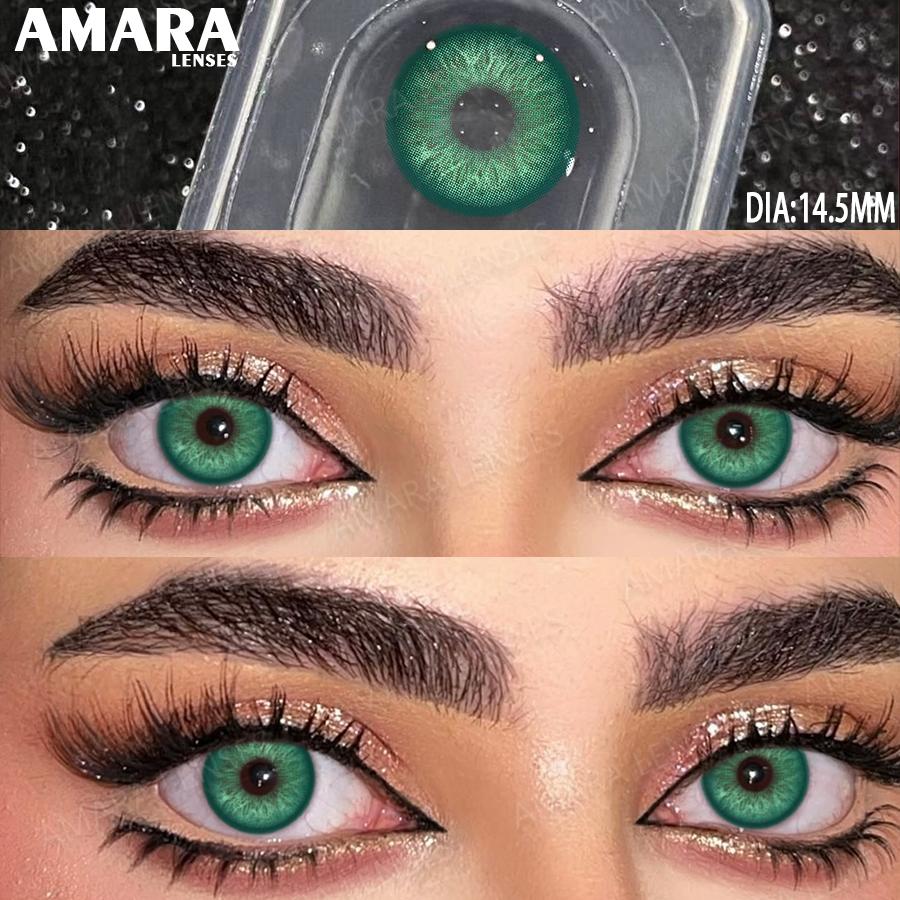 AMARA 1 пара цветных контактных линз для макияжа, синие зрачки, натуральные коричневые линзы, зеленый цвет, линза для глаз, косметические Colorcon