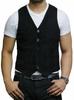 Real Lambskin Leather Men Waistcoat Jacket Vest Coat Black Suede Stylish Western