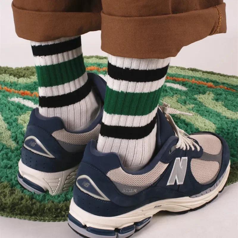 Cityboy Мужские полосатые баскетбольные носки средней длины в стиле винтаж унисекс для женщин и пар, хлопковые, японские, с толстым махровым дном, спортивные носки