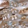 Elegant French Silver Needle Pearl Flower Earrings: Exquisite, Luxurious, Lightweight Fashion for Women