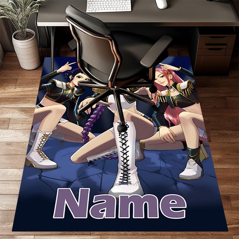 Custom KPop Demon Hunters Mat Personalized Name, Polyester Washable Indoor Entryway Rug, Gift for Christmas, Easter, Thanksgiving Day